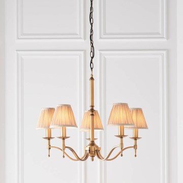 Endon 63627 - Lustre com corrente STANFORD 5xE14/40W/230V latão/bege