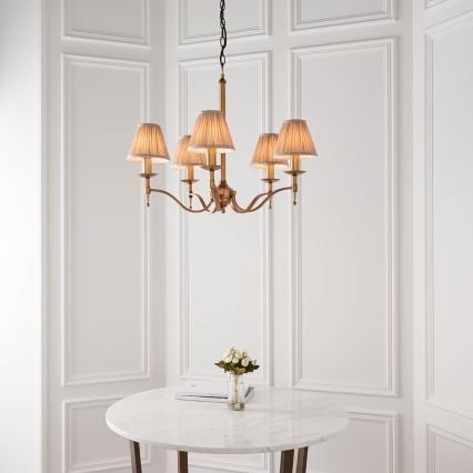 Endon 63627 - Lustre com corrente STANFORD 5xE14/40W/230V latão/bege