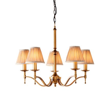 Endon 63627 - Lustre com corrente STANFORD 5xE14/40W/230V latão/bege
