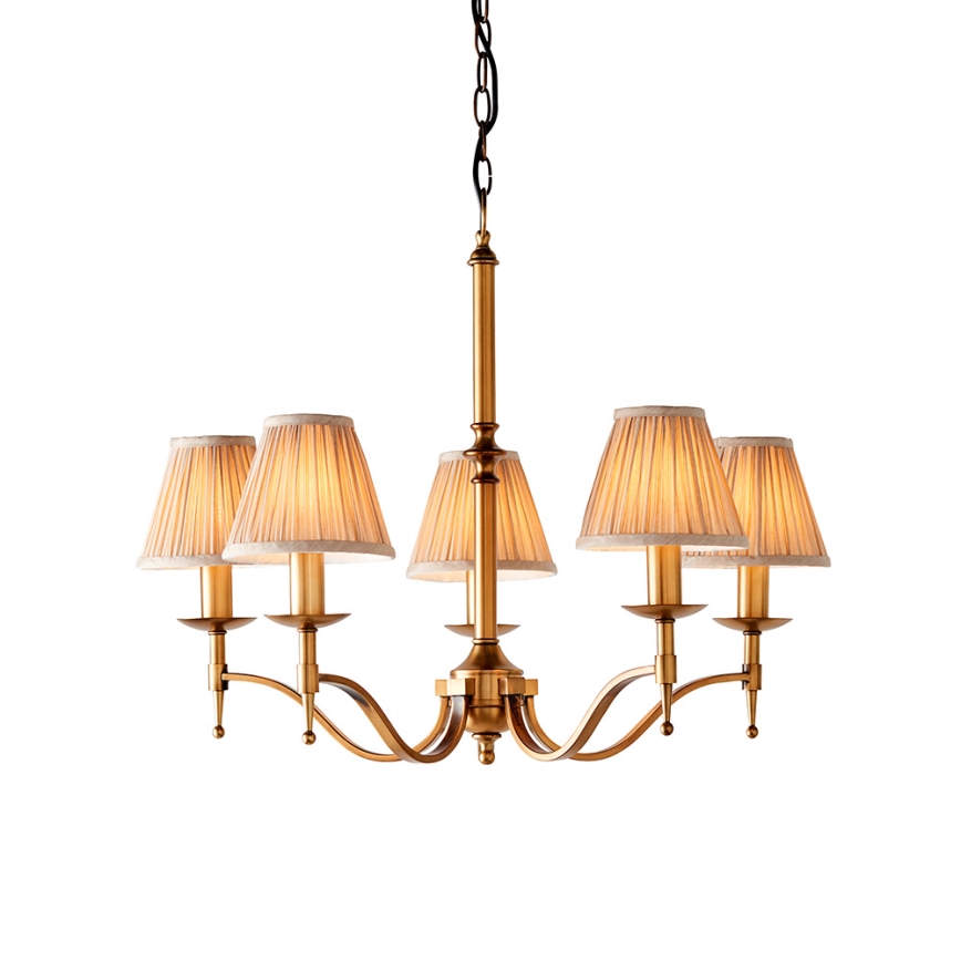 Endon 63627 - Lustre com corrente STANFORD 5xE14/40W/230V latão/bege