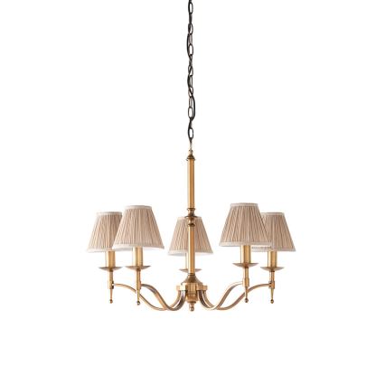 Endon 63627 - Lustre com corrente STANFORD 5xE14/40W/230V latão/bege