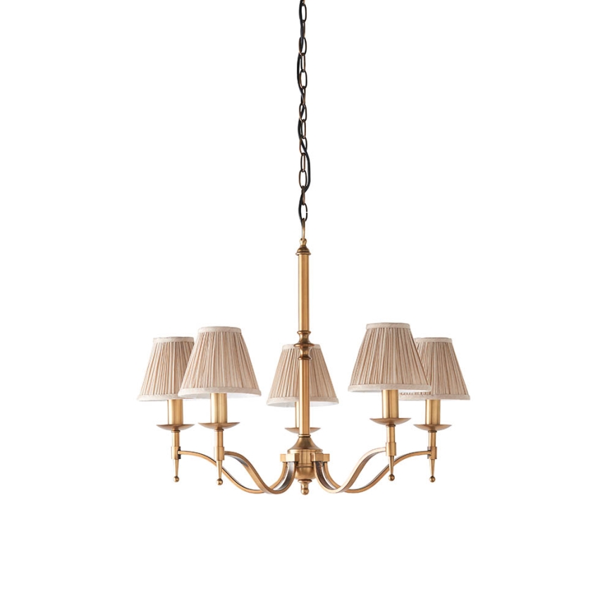 Endon 63627 - Lustre com corrente STANFORD 5xE14/40W/230V latão/bege