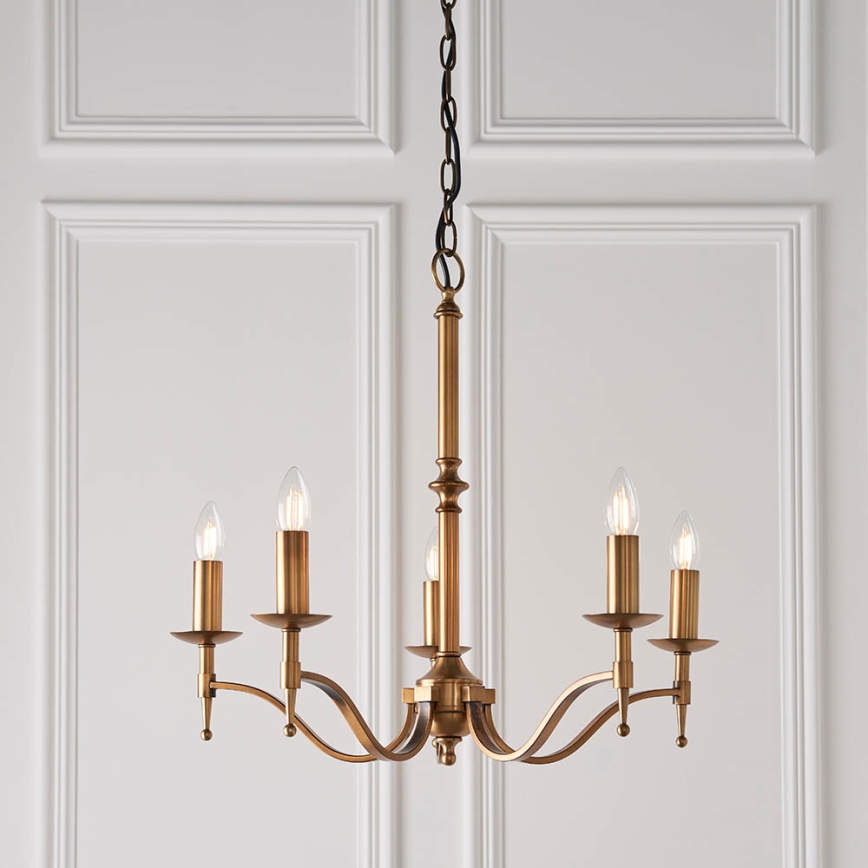 Endon 63627 - Lustre com corrente STANFORD 5xE14/40W/230V latão/bege