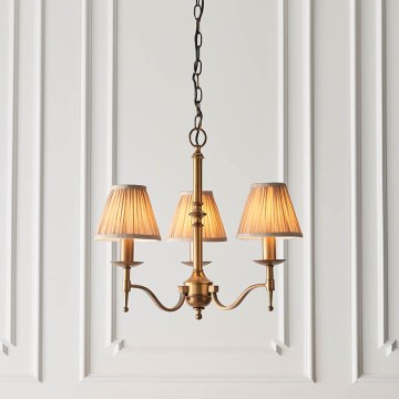 Endon 63628 - Lustre suspenso em corrente STANFORD 3xE14/40W/230V latão/bege