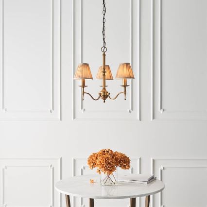 Endon 63628 - Lustre suspenso em corrente STANFORD 3xE14/40W/230V latão/bege