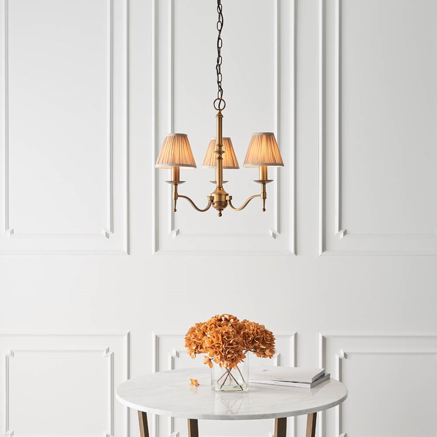 Endon 63628 - Lustre suspenso em corrente STANFORD 3xE14/40W/230V latão/bege