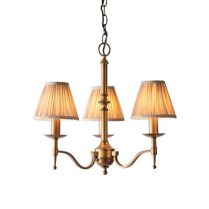Endon 63628 - Lustre suspenso em corrente STANFORD 3xE14/40W/230V latão/bege