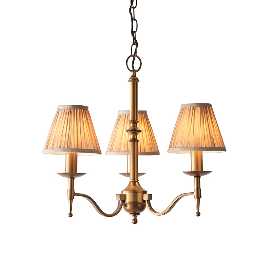 Endon 63628 - Lustre suspenso em corrente STANFORD 3xE14/40W/230V latão/bege