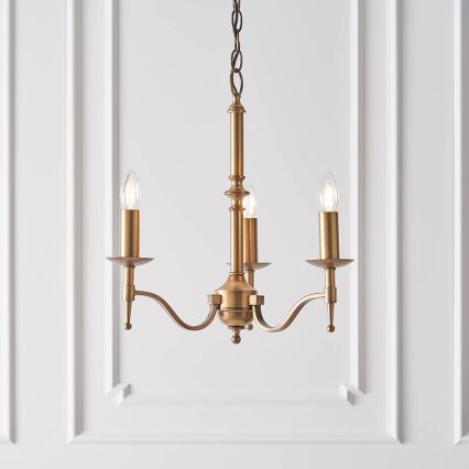 Endon 63628 - Lustre suspenso em corrente STANFORD 3xE14/40W/230V latão/bege