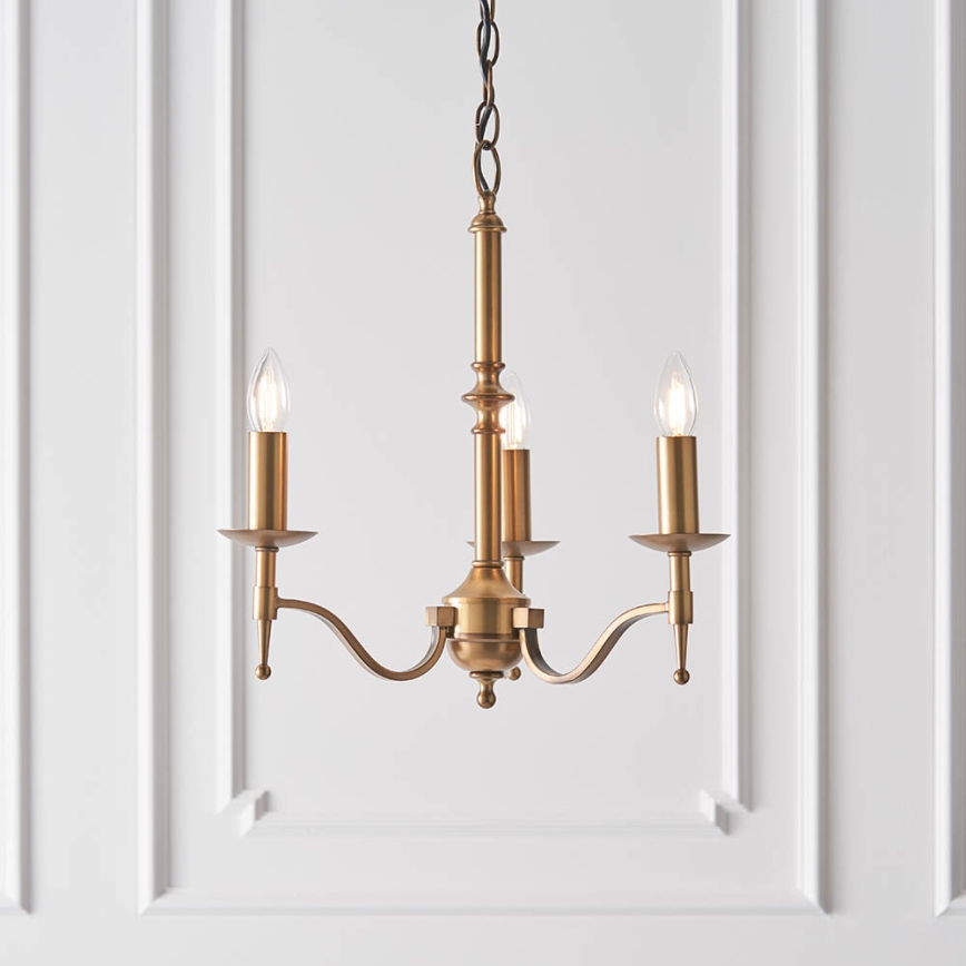Endon 63628 - Lustre suspenso em corrente STANFORD 3xE14/40W/230V latão/bege