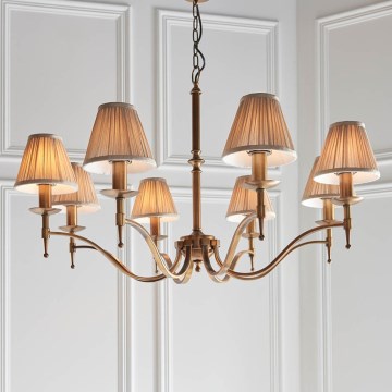 Endon 63629 - Lustre com corrente STANFORD 8xE14/40W/230V latão/bege