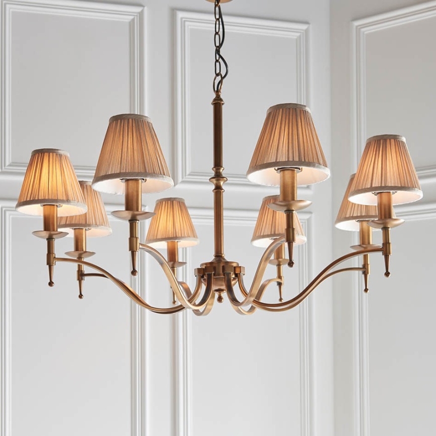 Endon 63629 - Lustre com corrente STANFORD 8xE14/40W/230V latão/bege