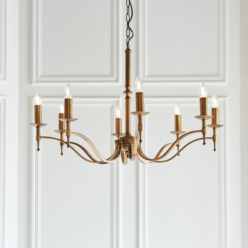 Endon 63629 - Lustre com corrente STANFORD 8xE14/40W/230V latão/bege