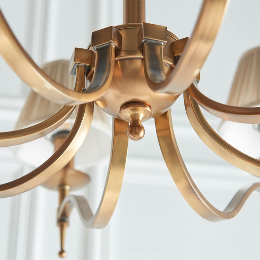 Endon 63629 - Lustre com corrente STANFORD 8xE14/40W/230V latão/bege
