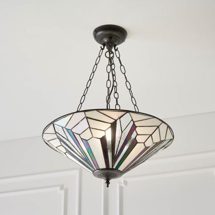 Endon 63936 - Lustre com corrente Tiffany ASTORIA, 3x E27/60W/230V, diâmetro 48 cm