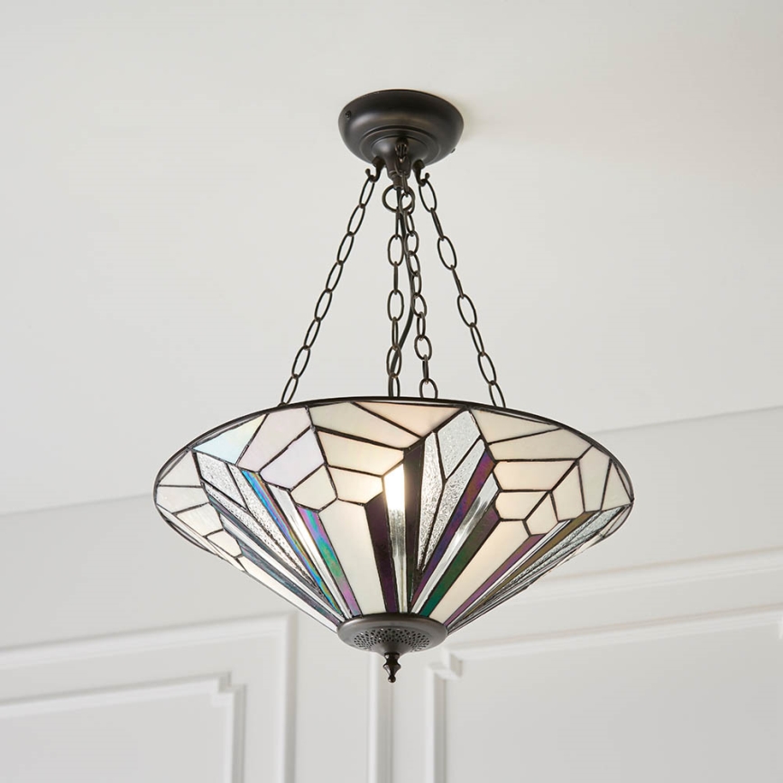 Endon 63936 - Lustre com corrente Tiffany ASTORIA, 3x E27/60W/230V, diâmetro 48 cm
