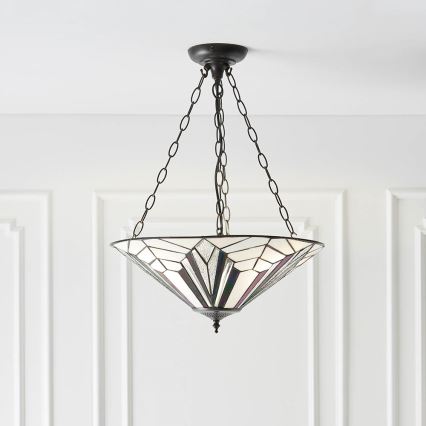 Endon 63936 - Lustre com corrente Tiffany ASTORIA, 3x E27/60W/230V, diâmetro 48 cm