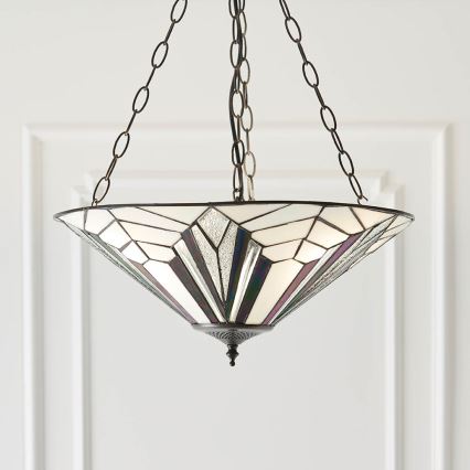 Endon 63936 - Lustre com corrente Tiffany ASTORIA, 3x E27/60W/230V, diâmetro 48 cm