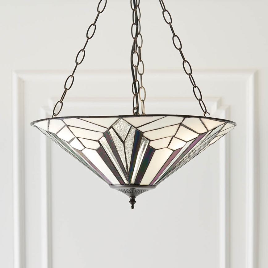 Endon 63936 - Lustre com corrente Tiffany ASTORIA, 3x E27/60W/230V, diâmetro 48 cm