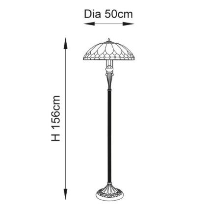 Endon 63972 - Candeeiro de pé Tiffany BROOKLYN 2xE27/60W/230V diâmetro 50 cm