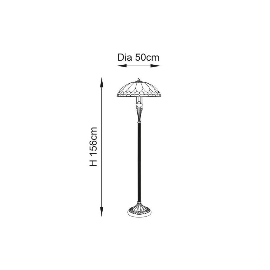 Endon 63972 - Candeeiro de pé Tiffany BROOKLYN 2xE27/60W/230V diâmetro 50 cm