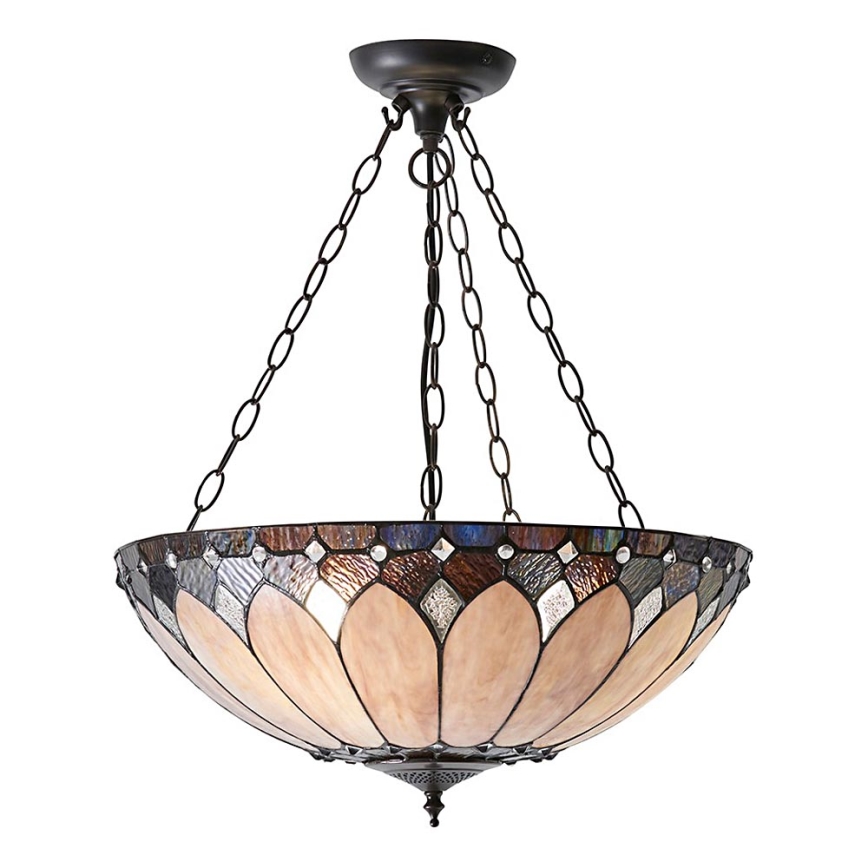 Endon 63976 - Lustre suspenso com corrente Tiffany BROOKLYN 3xE27/60W/230V Ø 50 cm