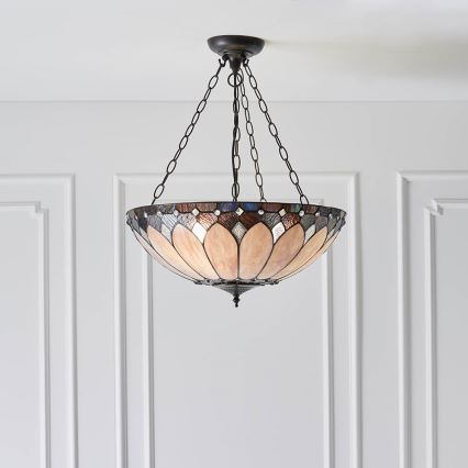 Endon 63976 - Lustre suspenso com corrente Tiffany BROOKLYN 3xE27/60W/230V Ø 50 cm