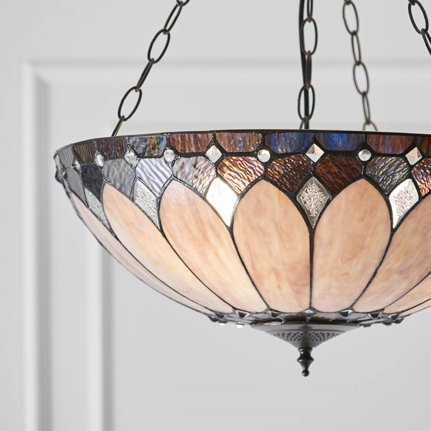 Endon 63976 - Lustre suspenso com corrente Tiffany BROOKLYN 3xE27/60W/230V Ø 50 cm