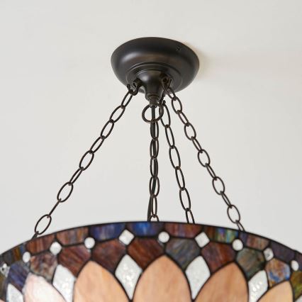 Endon 63976 - Lustre suspenso com corrente Tiffany BROOKLYN 3xE27/60W/230V Ø 50 cm