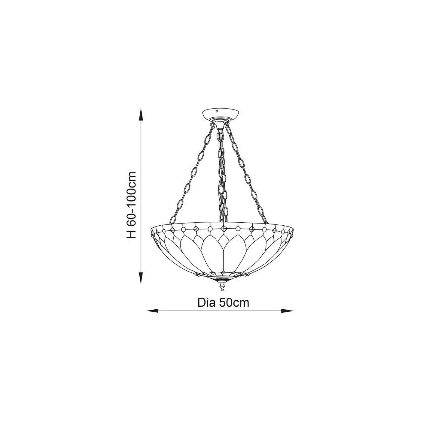 Endon 63976 - Lustre suspenso com corrente Tiffany BROOKLYN 3xE27/60W/230V Ø 50 cm