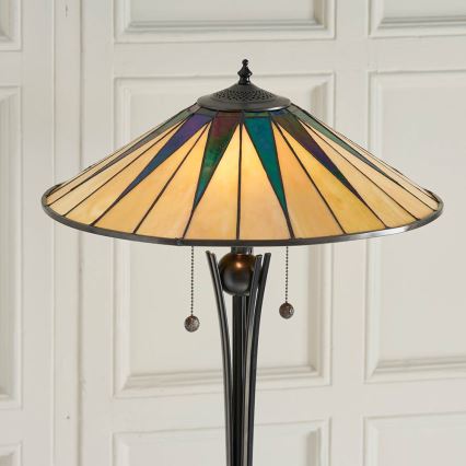 Endon 64041 - Candeeiro de pé Tiffany DARK STAR 2xE27/60W/230V Ø 49 cm