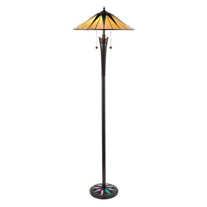 Endon 64041 - Candeeiro de pé Tiffany DARK STAR 2xE27/60W/230V Ø 49 cm