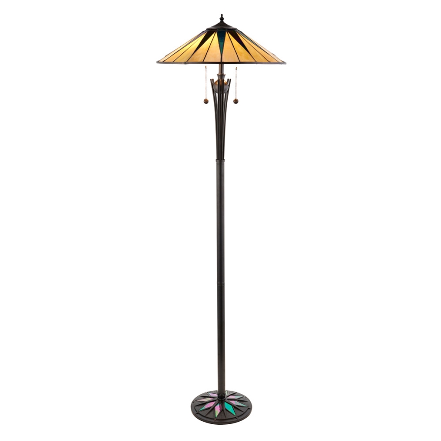 Endon 64041 - Candeeiro de pé Tiffany DARK STAR 2xE27/60W/230V Ø 49 cm
