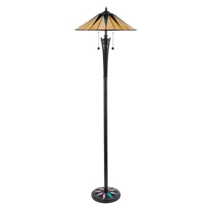 Endon 64041 - Candeeiro de pé Tiffany DARK STAR 2xE27/60W/230V Ø 49 cm