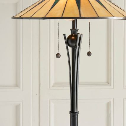 Endon 64041 - Candeeiro de pé Tiffany DARK STAR 2xE27/60W/230V Ø 49 cm