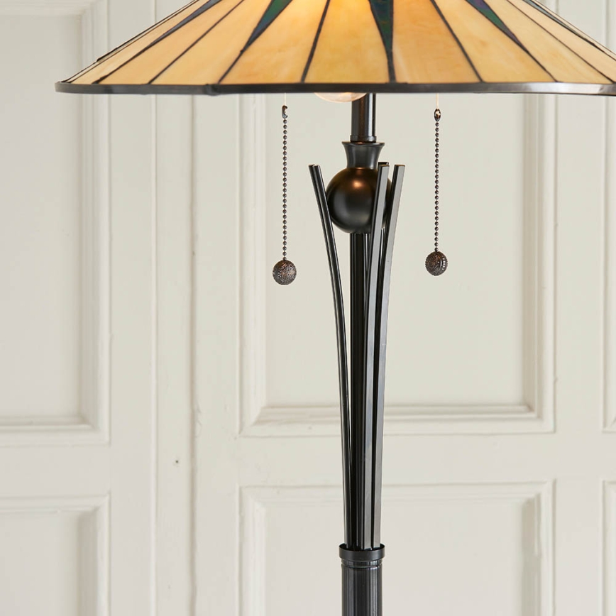 Endon 64041 - Candeeiro de pé Tiffany DARK STAR 2xE27/60W/230V Ø 49 cm