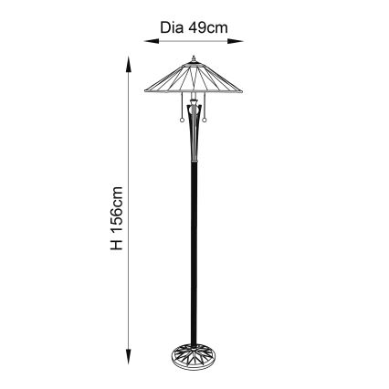 Endon 64041 - Candeeiro de pé Tiffany DARK STAR 2xE27/60W/230V Ø 49 cm