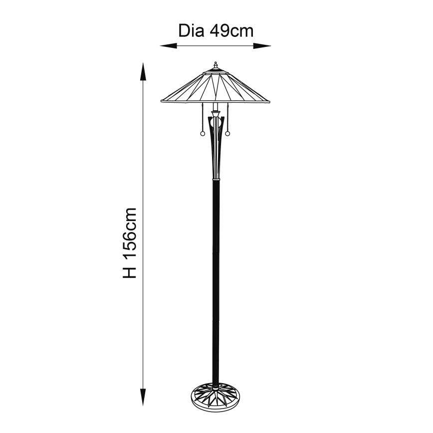 Endon 64041 - Candeeiro de pé Tiffany DARK STAR 2xE27/60W/230V Ø 49 cm