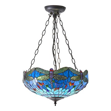 Endon 64075 - Lustre com corrente Tiffany DRAGONFLY 3xE27/60W/230V Ø 41 cm