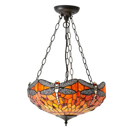 Endon 64076 - Lustre Tiffany DRAGONFLY com corrente 3xE27/60W/230V, diâmetro 41 cm