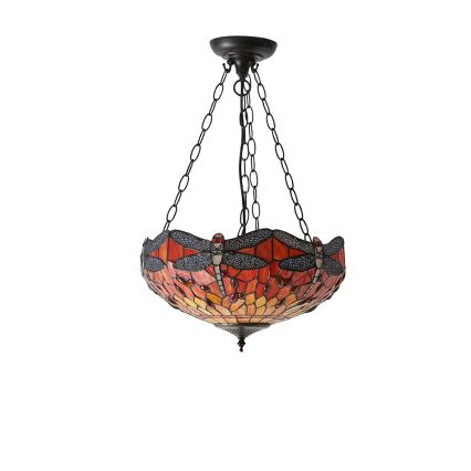 Endon 64076 - Lustre Tiffany DRAGONFLY com corrente 3xE27/60W/230V, diâmetro 41 cm
