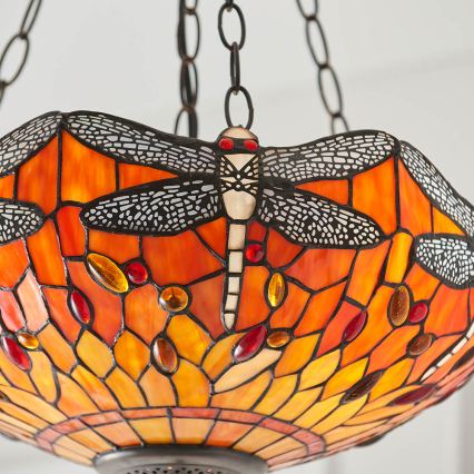 Endon 64076 - Lustre Tiffany DRAGONFLY com corrente 3xE27/60W/230V, diâmetro 41 cm
