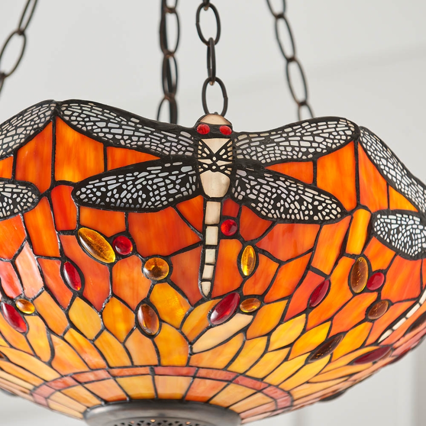 Endon 64076 - Lustre Tiffany DRAGONFLY com corrente 3xE27/60W/230V, diâmetro 41 cm