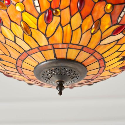 Endon 64076 - Lustre Tiffany DRAGONFLY com corrente 3xE27/60W/230V, diâmetro 41 cm