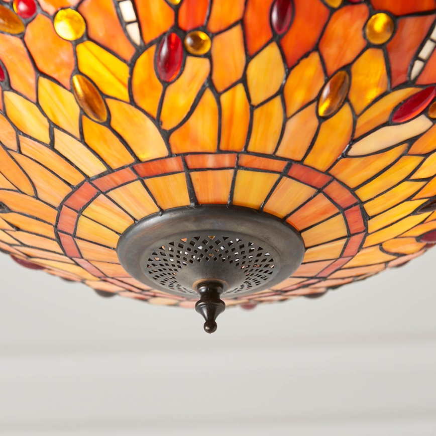 Endon 64076 - Lustre Tiffany DRAGONFLY com corrente 3xE27/60W/230V, diâmetro 41 cm