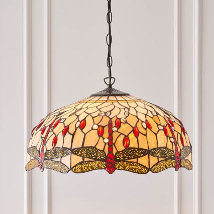 Endon 64079 - Lustre suspenso em corrente Tiffany DRAGONFLY 3xE27/60W/230V Ø 50 cm
