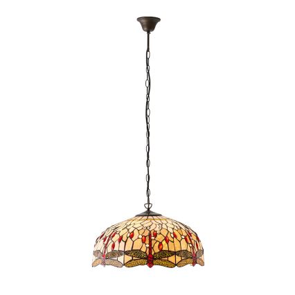 Endon 64079 - Lustre suspenso em corrente Tiffany DRAGONFLY 3xE27/60W/230V Ø 50 cm
