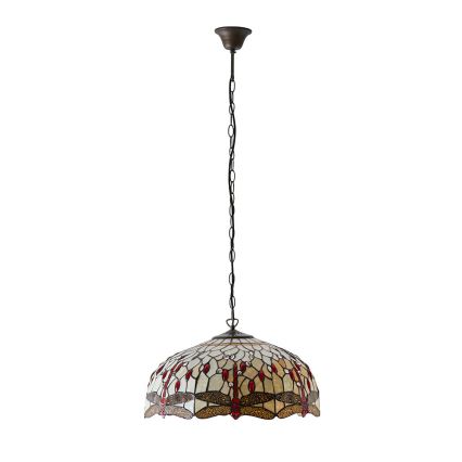 Endon 64079 - Lustre suspenso em corrente Tiffany DRAGONFLY 3xE27/60W/230V Ø 50 cm
