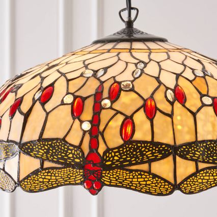 Endon 64079 - Lustre suspenso em corrente Tiffany DRAGONFLY 3xE27/60W/230V Ø 50 cm