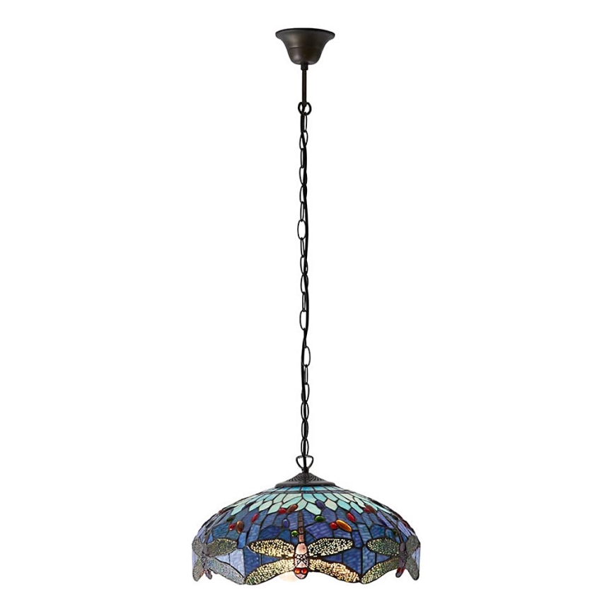 Endon 64080 - Lustre Tiffany DRAGONFLY suspenso por corrente, 3xE27/60W/230V, diâmetro 41 cm